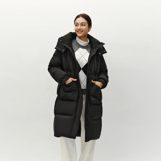 森马羽绒服女冬季长款80绒子纯色连帽宽松插肩袖加厚保暖百搭外套 商品图2