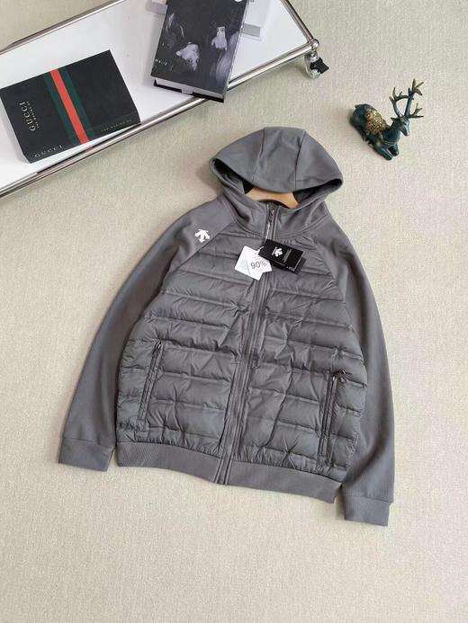 D112704针织拼接插肩袖连帽羽绒服男女同款 商品图3