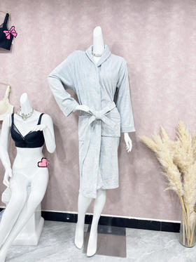 莫兰迪浴袍(均码) 灰色/珍珠白