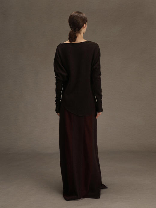 ranyepersonal｜PARADOX25SK01-2 拼接直筒棕红羊毛半身裙 [ 棕红 ] 商品图2