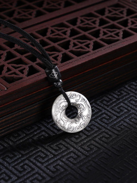 子佩集S999银【瑞兽迎门】套链【ZXFTL004】仿古原创作品平安扣带绳项链2409 商品图0