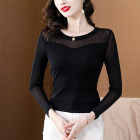 KQL C302N1591钉珠大码打底衫上衣修身显瘦T恤