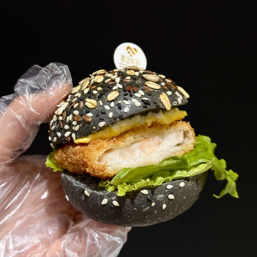 黑金虾排小汉堡（约13点出炉）南美虾口感香嫩 商品图0