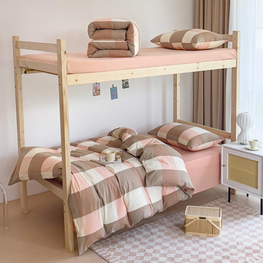 【宿舍三件套】纯棉学生宿舍三件套床品件套格子纯色单人上下铺 商品图0