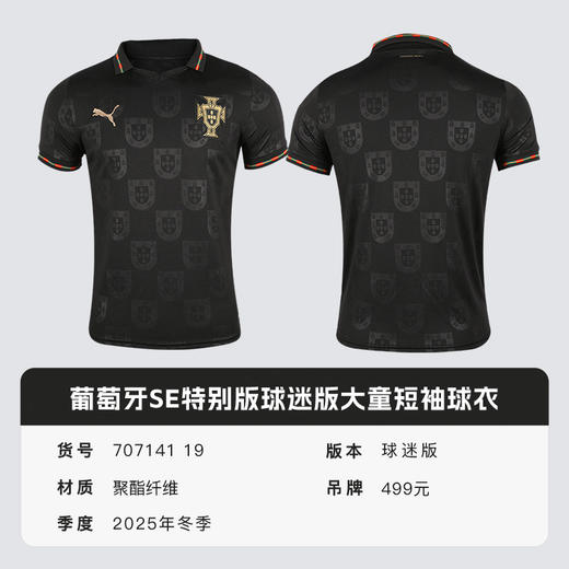 小李子PUMA彪马葡萄牙球迷版大童短袖比赛球衣学生男女707141 19 商品图4
