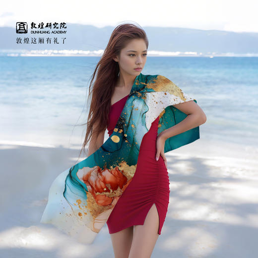 敦煌研究院 【敦煌定制丝巾】 敦煌壁画丝巾围巾真丝长条丝巾披肩百搭 商品图1