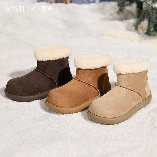 西遇厚底雪地靴女冬新款可爱卡皮巴拉棉鞋保暖加绒毛毛勃肯鞋V2457335 商品图0