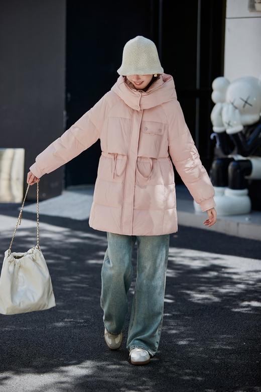 LNNNS 甜美粉色保暖中长款羽绒服外套 21773 商品图2