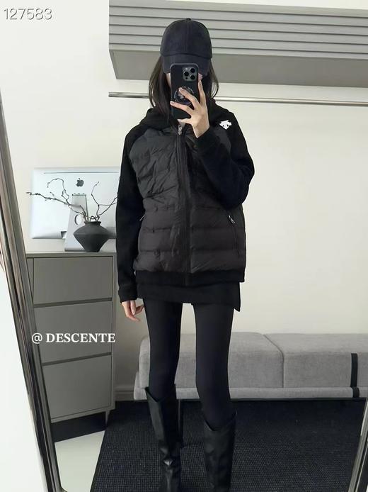 D112704针织拼接插肩袖连帽羽绒服男女同款 商品图10