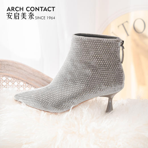 ARCH CONTACT安启美奈秋季新品时尚丝绒烫钻女靴52872 商品图5