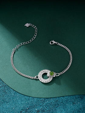 子佩集S925银【脉脉此情】手链【SL11226】纯银古法银和田碧玉平安扣2409