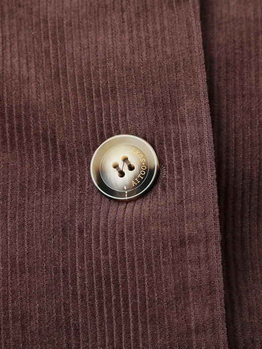 深棕灯芯绒西装外套 双排扣翻领宽松中长款夹克 秋冬复古休闲质感西装 商品图3