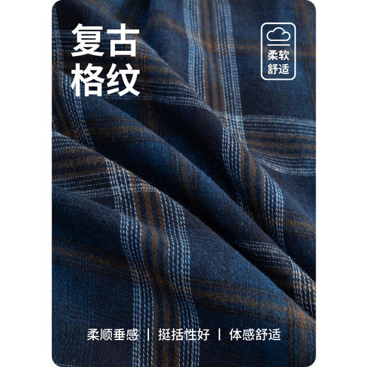 GXG男装25秋季时尚复古格纹潮流百搭日常通勤男式翻领长袖衬衫K&C 商品图2