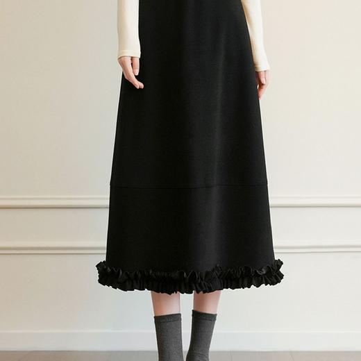 「高货sh」全新升级【铂金会员220/天猫289/差价69】(10142)洛诗琳醋酸羊毛混纺半身裙2025秋冬高腰木耳边加厚A字伞裙 商品图0