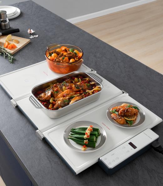 【电陶炉+暖菜板二合一】 摩飞多功能三折叠暖菜板MR8301 陶炉7档火力 1min速暖菜 暖菜3档调温 定时保温 内置散热风扇 防烫边缘 商品图0