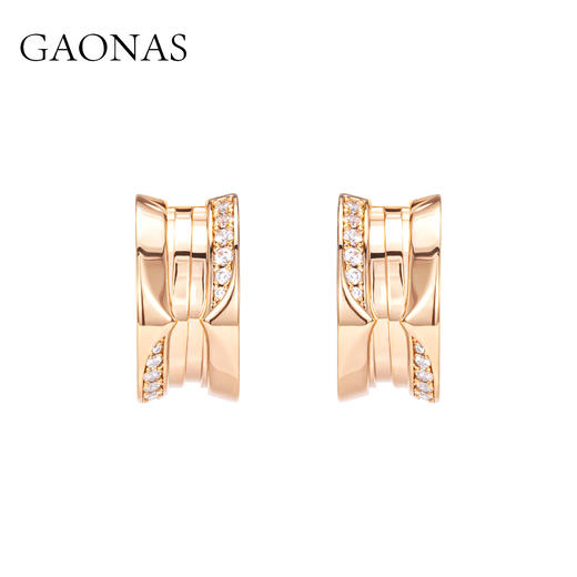 GAONAS 时尚菱格纹贵气金色耳环11648ERG 商品图0