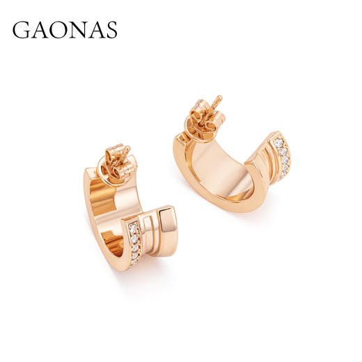GAONAS 时尚菱格纹贵气金色耳环11648ERG 商品图2