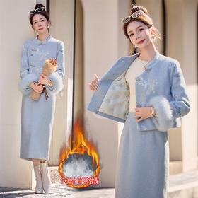 新中式刺绣羽绒套装，狐狸毛90绒HR-YJLY86880