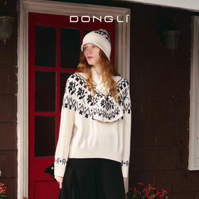 东黎 • 童心未远 期待花信 山羊绒女士提花圆领套衫 5559