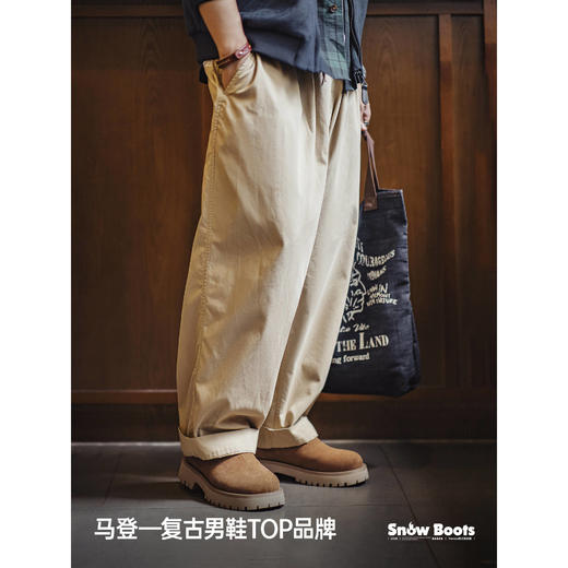 马登复古雪地靴男款2025冬季新款加绒保暖厚底棉鞋一脚蹬休闲鞋子 商品图4