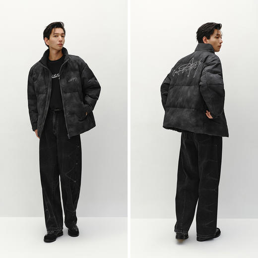 森马羽绒服男冬装80绒子宽松立领外套时尚绣花晕染满版印花上衣潮 商品图4