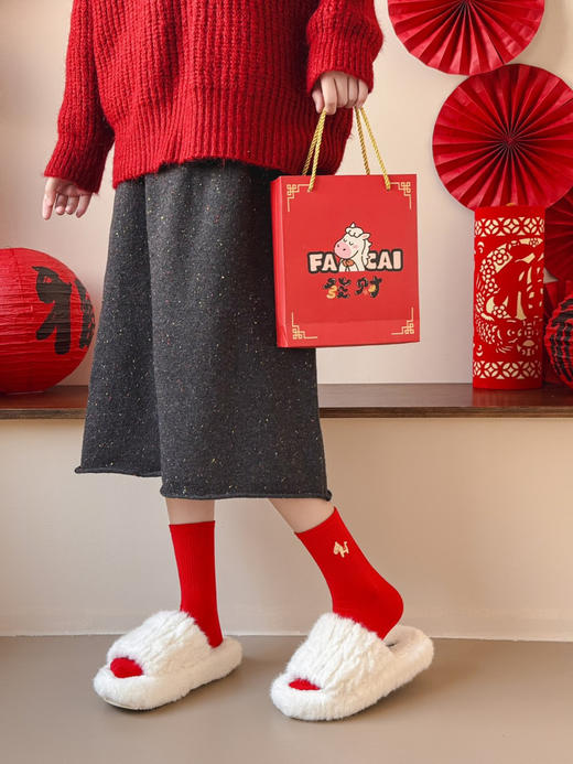 4双装！2026马年新年袜本命年大红袜 中筒袜女袜 舒适棉质精致金丝刺绣 商品图2