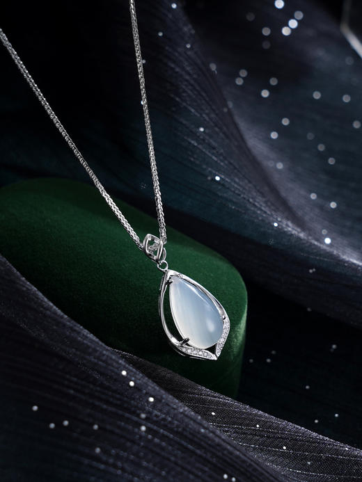 子佩集S925银【忆梦如澜】套链【YHTL006】纯银白玉髓项链2408 商品图0