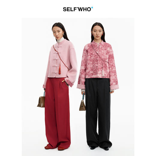 SELFWHO绵羊毛混纺双面穿新中式毛呢外套女2025冬季新款国风上衣 商品图1