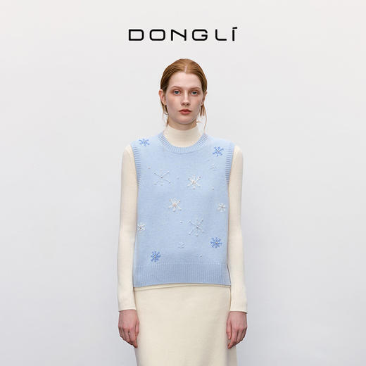 东黎 • 童心未远 初雪 山羊绒女士冬季浪漫雪花马甲 5634 商品图1