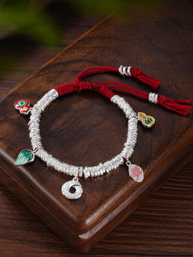 子佩集S999银【一叶福生】手串【SC000729】纯银钱串手链腰缠万贯盘缠盘缠2409