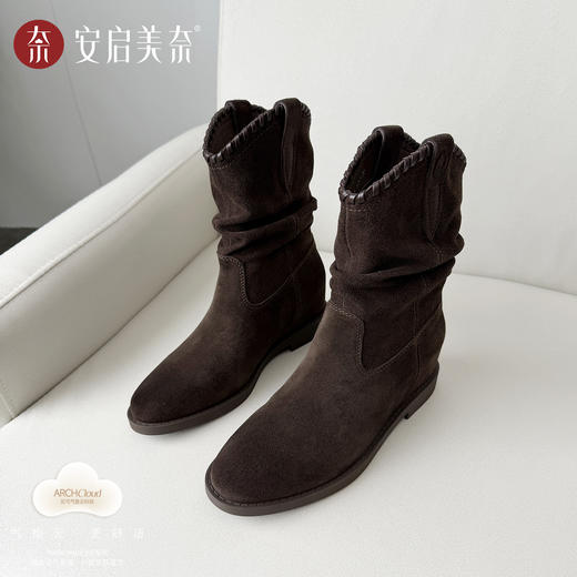 ARCHCONTACT安启美奈圆头秋冬复古小香风瘦瘦靴53077 商品图4