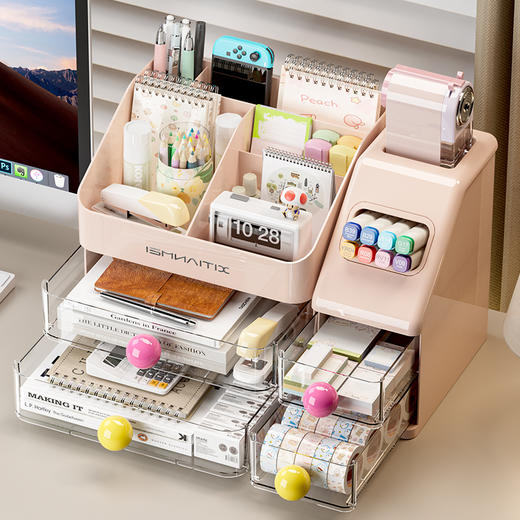 【白/粉/黑/黄】娜家桌面收纳盒 商品图2