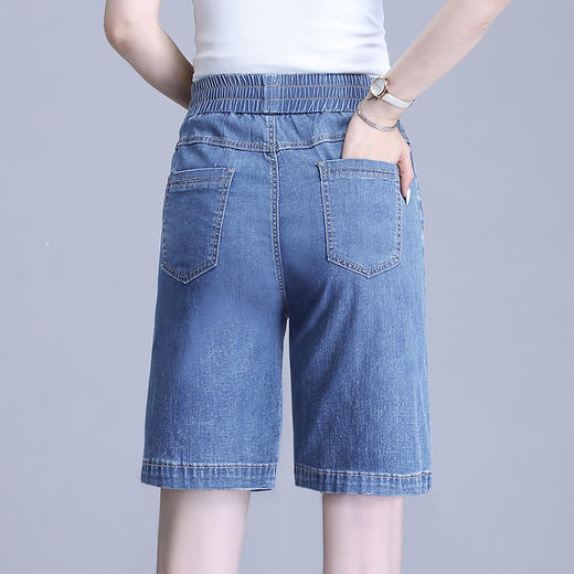 大码天丝牛仔短裤女夏季薄款新款宽松胖mm松紧腰冰丝裤子五分外穿 商品图4