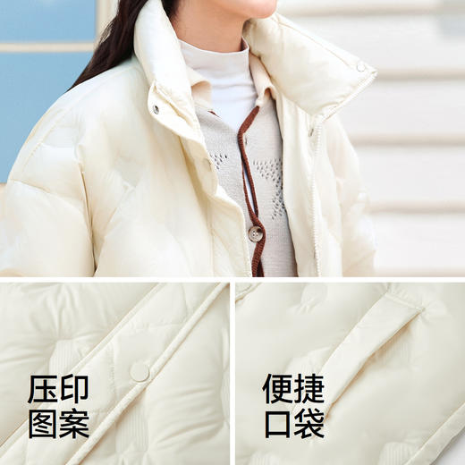 森马羽绒服女冬季薄款90绒子防泼水防风宽松千鸟格立领设计感外套 商品图3