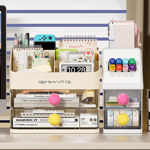 【白/粉/黑/黄】娜家桌面收纳盒 商品图1