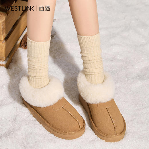 西遇毛毛雪地靴女新款冬季低帮舒适保暖加绒棉鞋外穿厚底女鞋Y0057325 商品图1