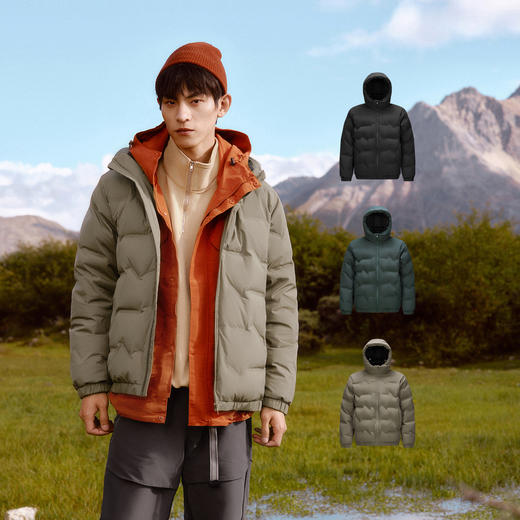 森马羽绒服男冬90绒子防泼水外套直充绒无缝压胶纯色百搭连帽上衣 商品图2