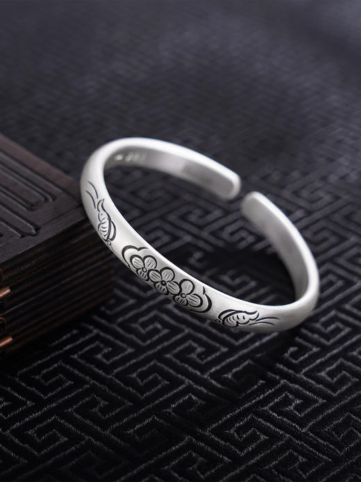 【花蝶相约】子佩集S999银手工手镯原创设计【55061214】2407 商品图0