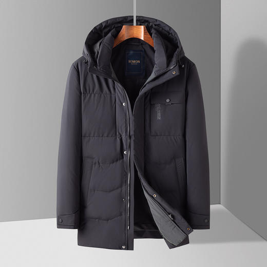 【90鸭绒】罗蒙冬季连帽羽绒服男士抗寒保暖休闲中长款加厚羽绒外套男 商品图3
