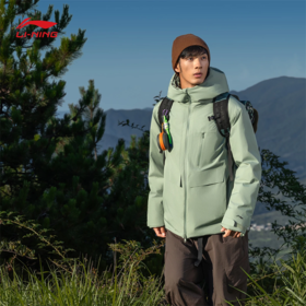 李宁户外CF溯万龙甲冲锋羽绒服黑龘男子反光防风防泼水宽松鸭绒冲锋羽绒服AYMV159