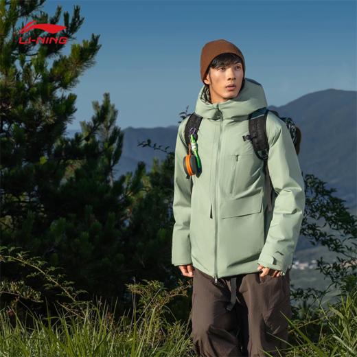 李宁户外CF溯万龙甲冲锋羽绒服黑龘男子反光防风防泼水宽松鸭绒冲锋羽绒服AYMV159 商品图0
