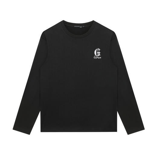 GXG男装【花体绣花】25春季简约圆领舒适纯棉男式长袖T恤K&C 商品图4