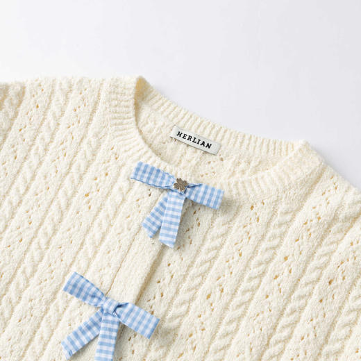 HERLIAN 2025冬季新品蝴蝶结装饰针织开衫女士 商品图3