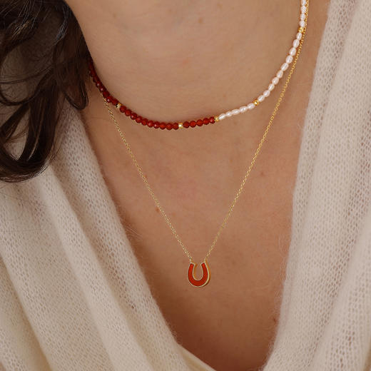ARSIS｜流光系列 珠光马蹄项链 红色 商品图3