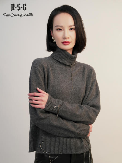 郭培成衣RSG2025秋冬新款高领羊毛衫保暖简约百搭毛衣气质慵懒 商品图4