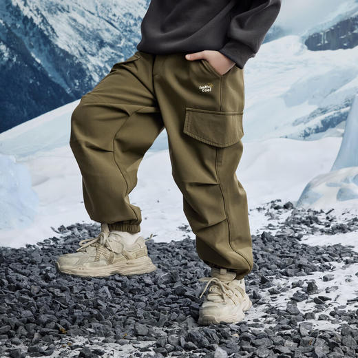 【MQD】男童冬季保暖工装学院风户外露营中大童潮酷休闲裤 商品图3