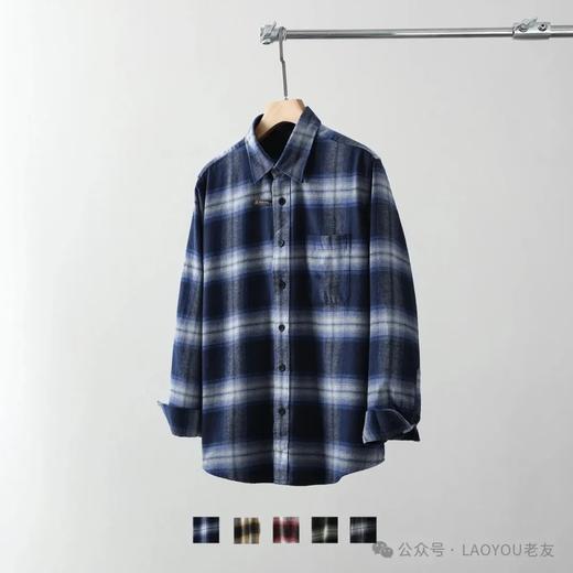 全棉磨毛！软糯休闲格纹长袖衬衫 商品图1