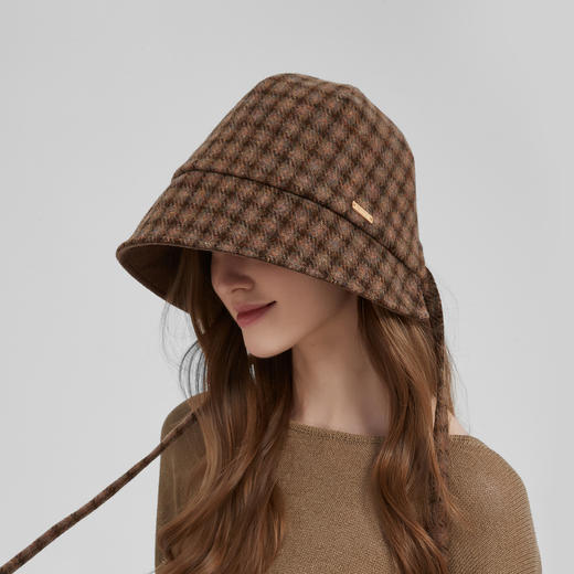 【Kenmont·卡蒙】格纹系带法式复古帽后开口隐形增高颅顶小 商品图4