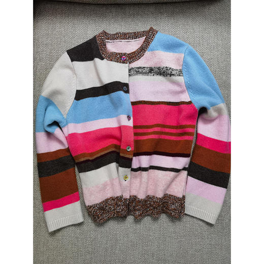 彩虹人生 彩虹撞色羊毛羊绒开衫  不平衡美学 百搭时髦 EDS同款 商品图4