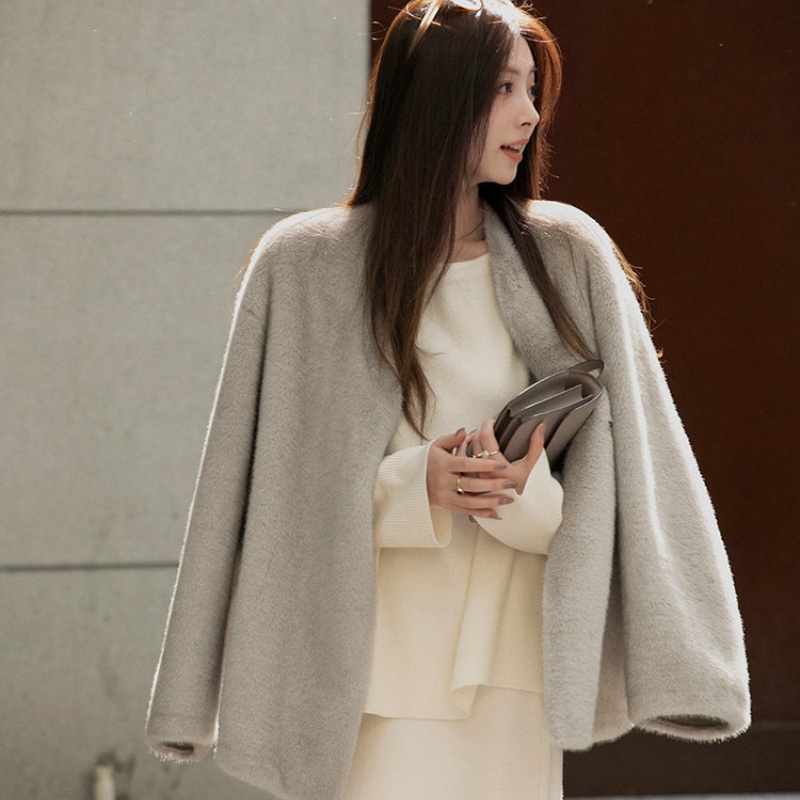 ORIGNAL&CO 欧貂绒系列外套 高级老钱风连帽马甲外套皮毛一体大衣